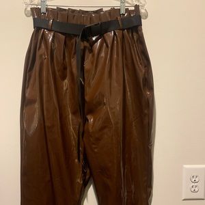 Chocolate patent leather Pants